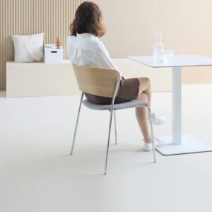 version 4.0 straight leg chair (wood grain + electroplated finish)