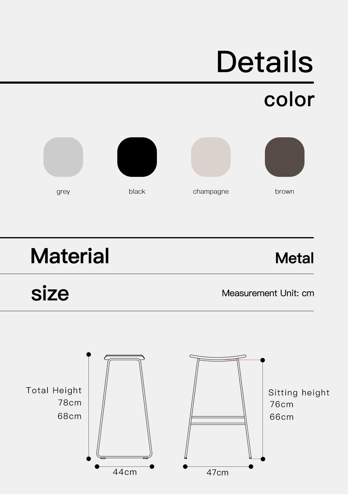 5.0 upholstered bar stool (electroplated finish)