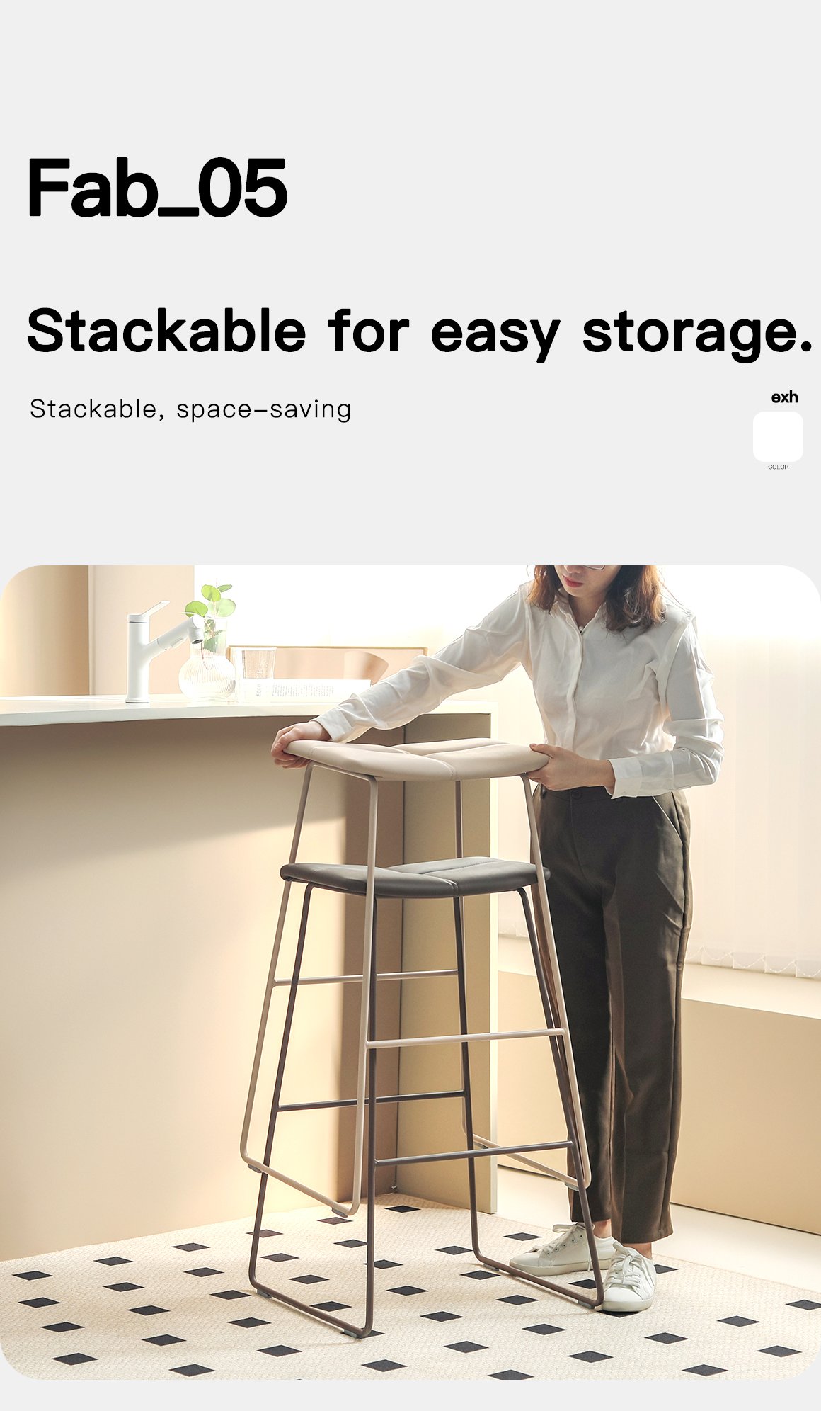 5.0 upholstered bar stool (electroplated finish)