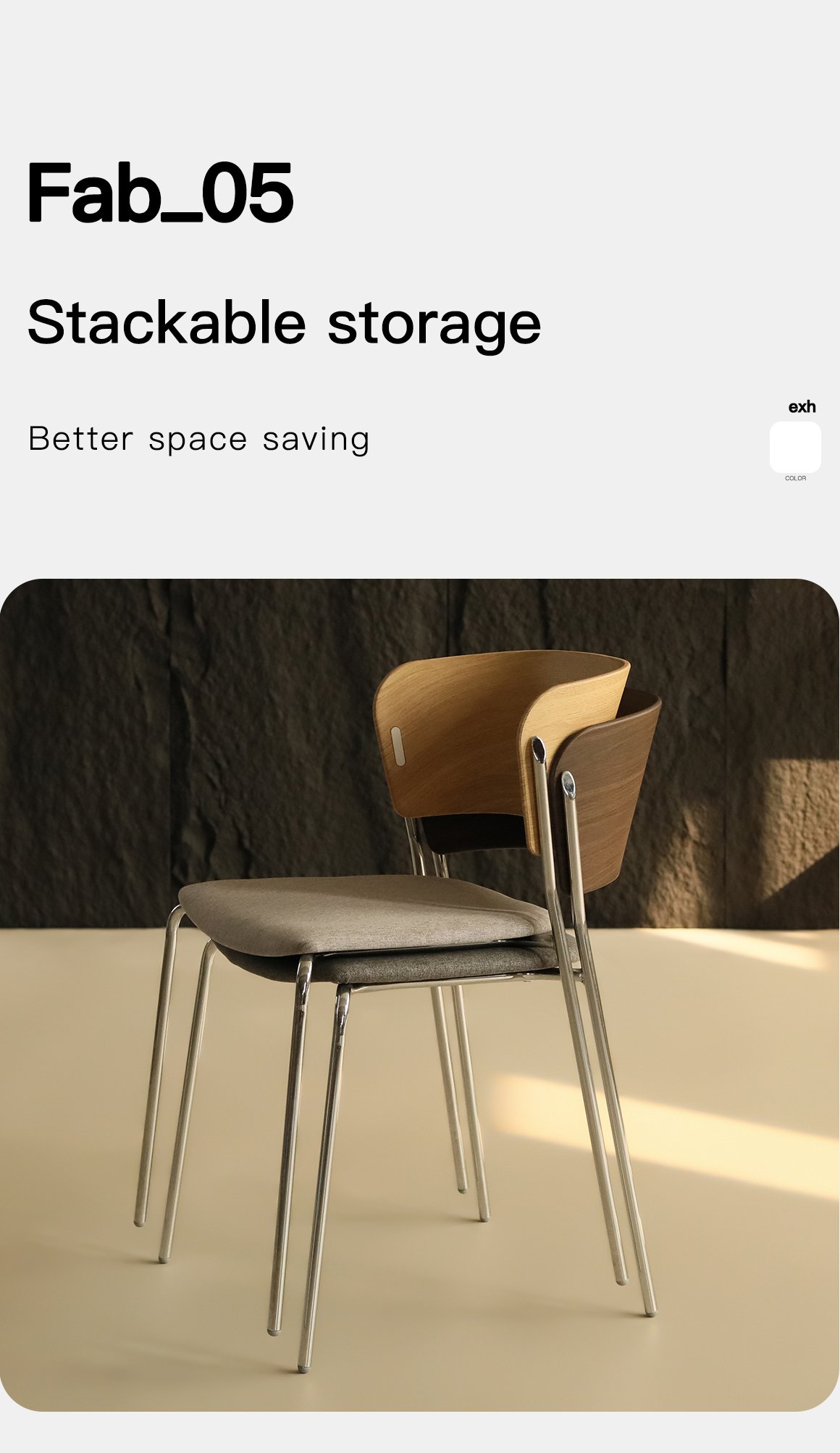 version 4.0 straight leg chair (wood grain + electroplated finish)